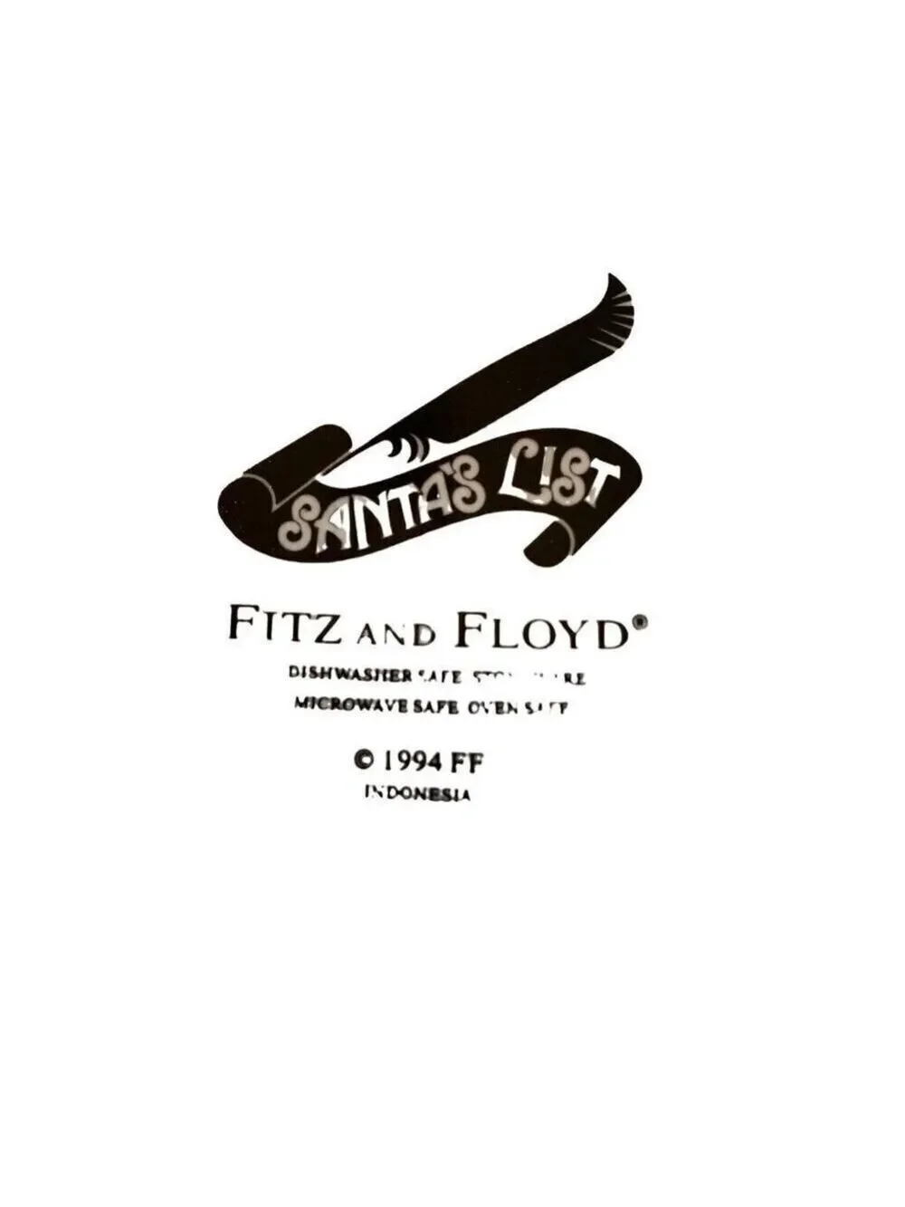 Fitz and Floyd Santas List Soup Bowl 1994 Christmas Rimmed Dinnerware Vtg